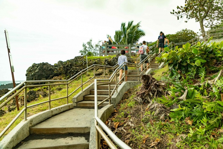 Black Sand Beach Stairs to Overlook Waianapanapa Road to Hana Maui