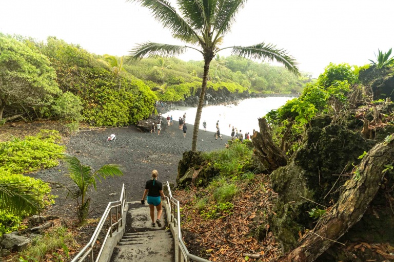 Road to Hana Black Sand Beach Entrance Stairs Waianapanapa Maui